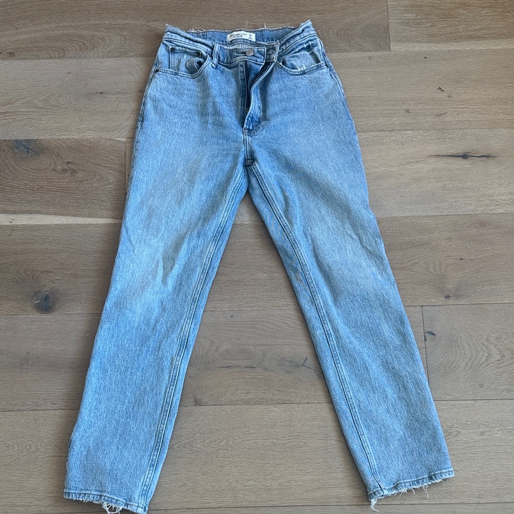 Abercrombie & Fitch Blue Straight Leg Jeans- High Rise 90’s, Ultra Straight